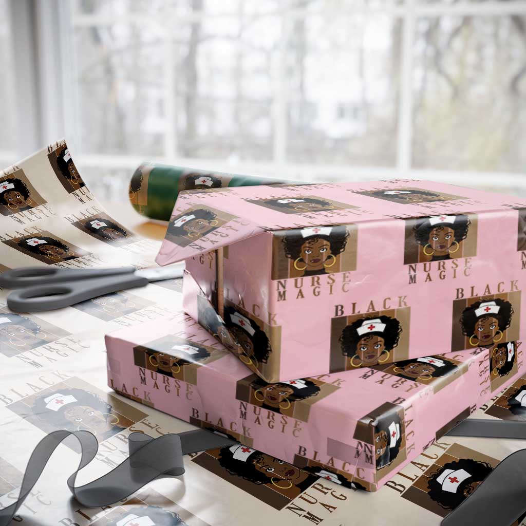 Black Nurse Magic Wrapping Paper Roll Black History Month Nurse Gift TS12 Light Pink Print Your Wear