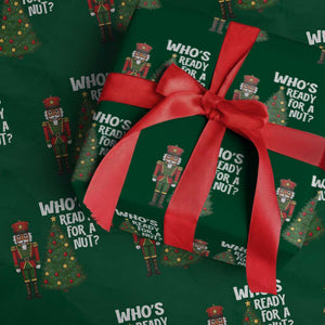 Black Nutcracker Christmas Wrapping Paper Roll Who Is Ready For A Nut TS14 Green Print Your Wear