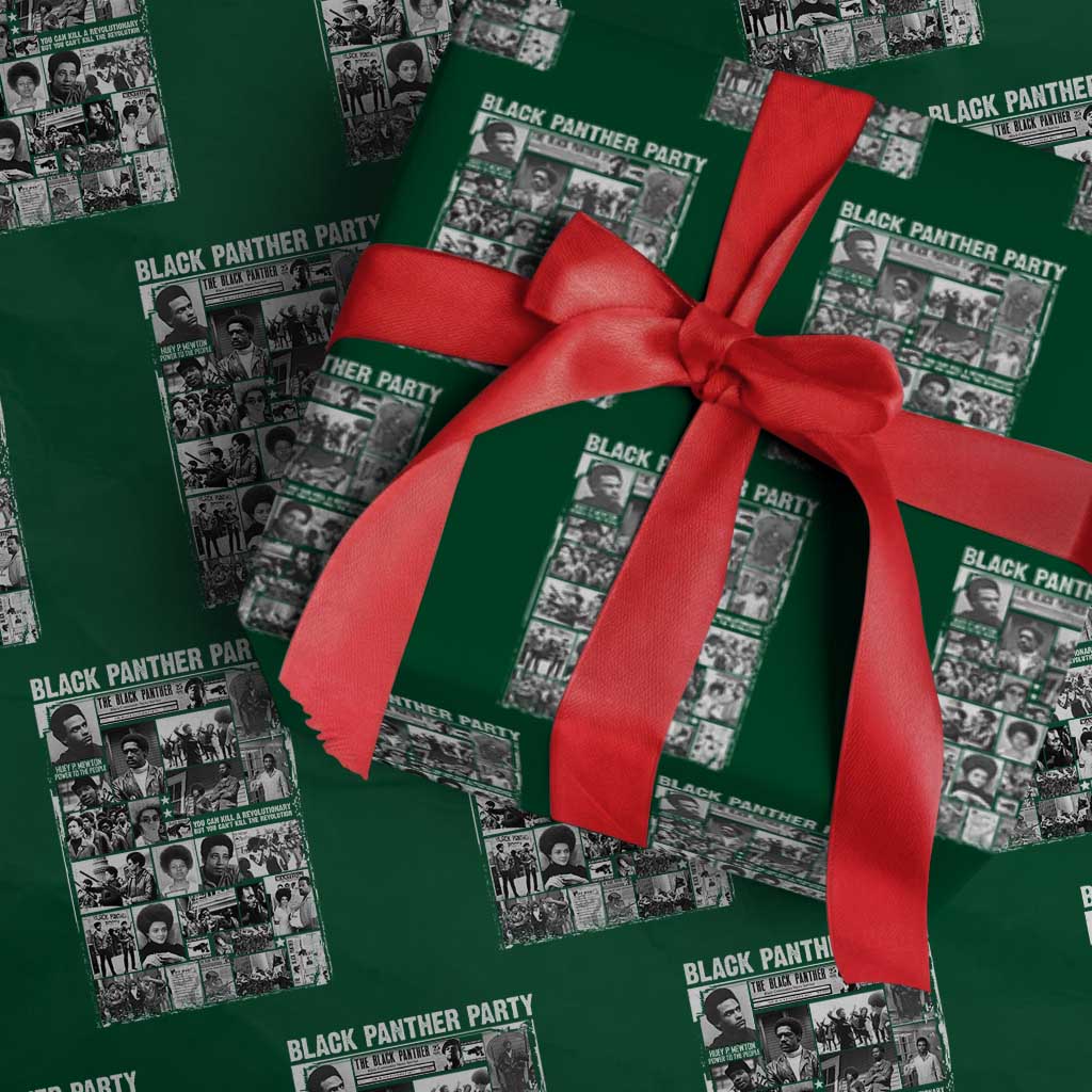 Black Panther Party Collage Wrapping Paper Roll Revolutionary Tribute to Huey P. Newton Movement Legacy TS02 Green Print Your Wear