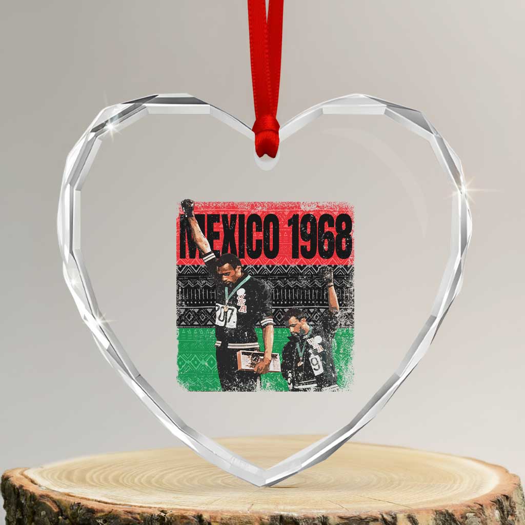 Black Power Salute 1968 Heart Crystal Glass Ornament Black History Month Civil Rights Movement TS10 Transparent Glass 3'' Heart Print Your Wear