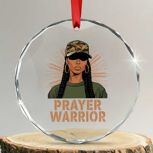 Black Prayer Warrior Crystal Glass Ornament Jesus God Christian Camo Girl TS02 Transparent Glass 3'' Circle Print Your Wear