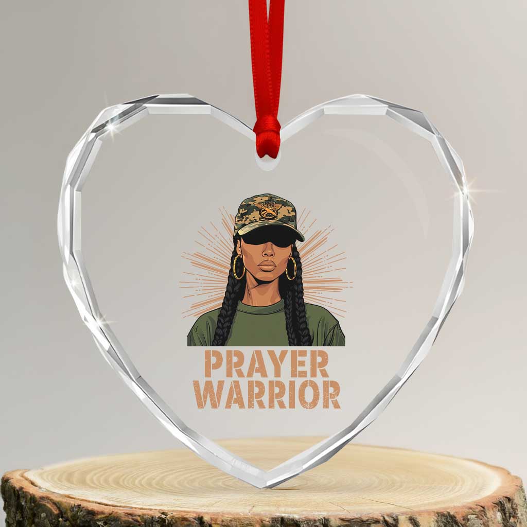 Black Prayer Warrior Heart Crystal Glass Ornament Jesus God Christian Camo Girl TS02 Transparent Glass 3'' Heart Print Your Wear