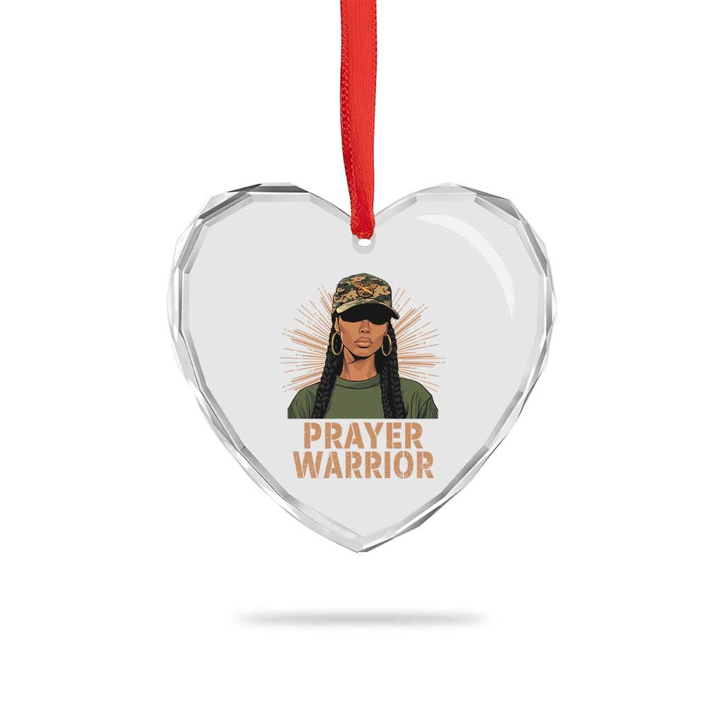 Black Prayer Warrior Heart Crystal Glass Ornament Jesus God Christian Camo Girl TS02 Print Your Wear
