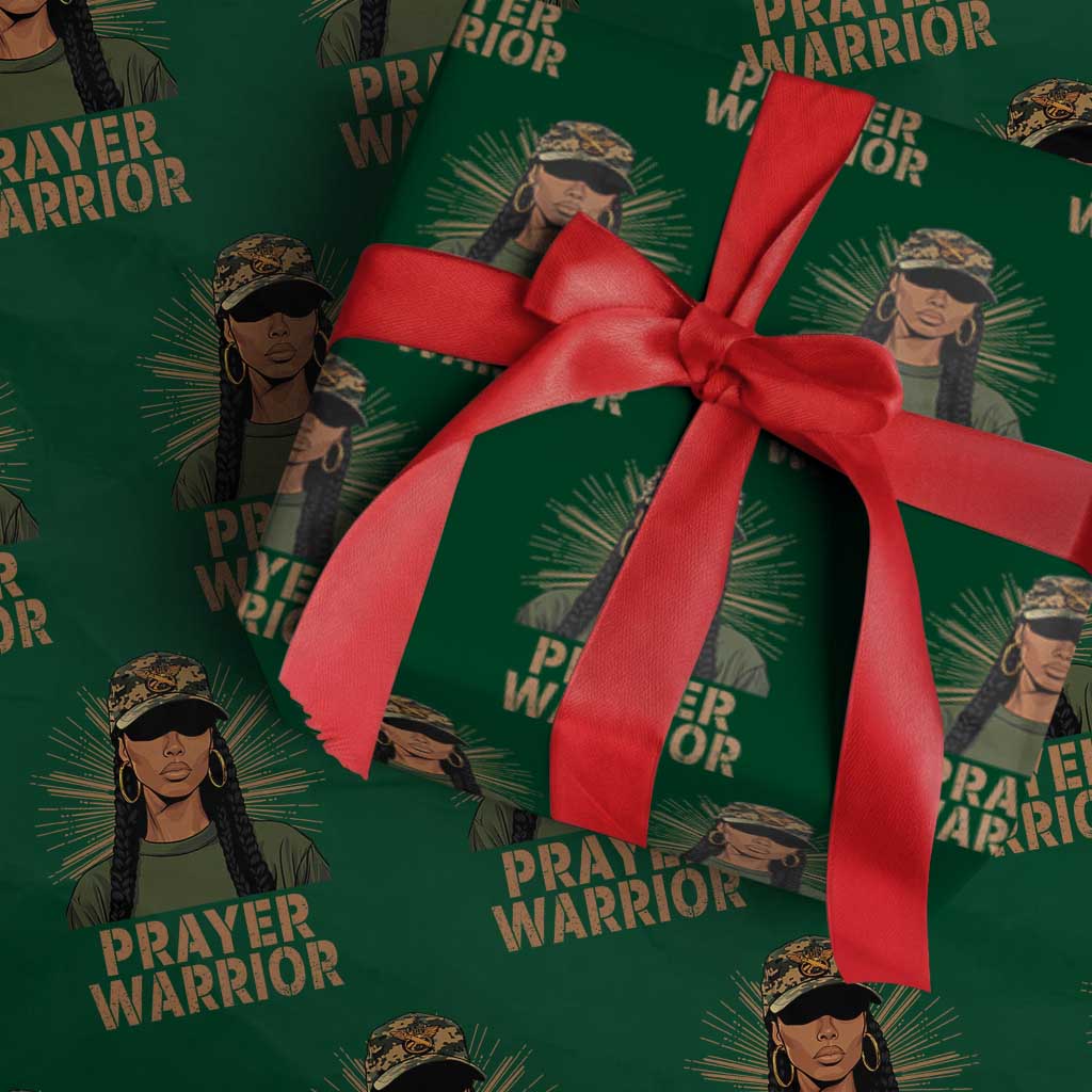Black Prayer Warrior Wrapping Paper Roll Jesus God Christian Camo Girl TS02 Green Print Your Wear