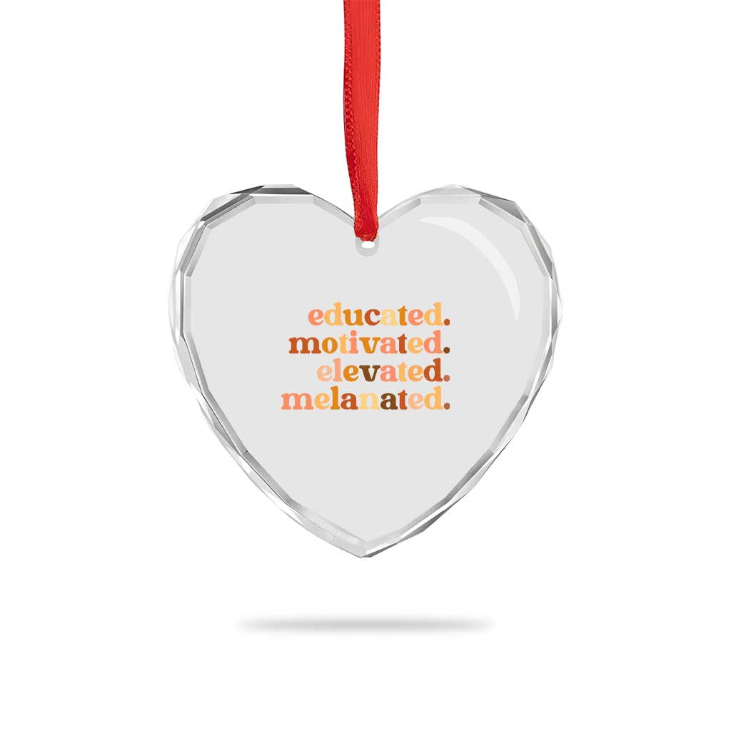 Black Pride Melanin Heart Crystal Glass Ornament Educated Motivated Elevated Melanated TS14 Print Your Wear