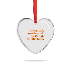 Black Pride Melanin Heart Crystal Glass Ornament Educated Motivated Elevated Melanated TS14 Print Your Wear