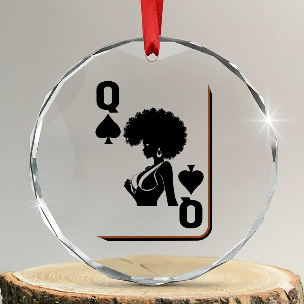 Black Queen Crystal Glass Ornament Black History Month Afro Woman Poker Card Games TS10 Transparent Glass 3'' Circle Print Your Wear