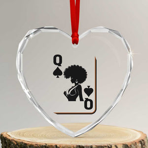Black Queen Heart Crystal Glass Ornament Black History Month Afro Woman Poker Card Games TS10 Transparent Glass 3'' Heart Print Your Wear