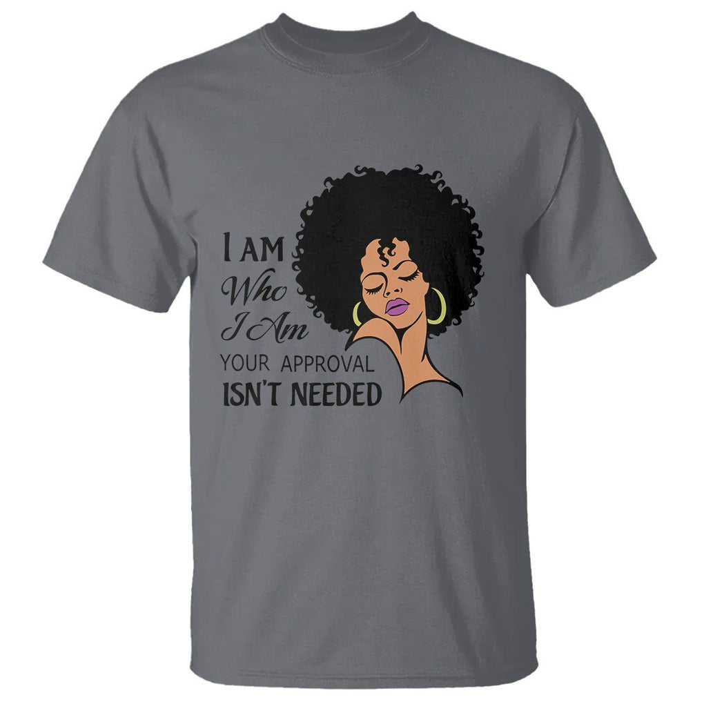 Black Queen Lady Curly Natural Afro African American Ladies T Shirt TS01 Charcoal Printyourwear