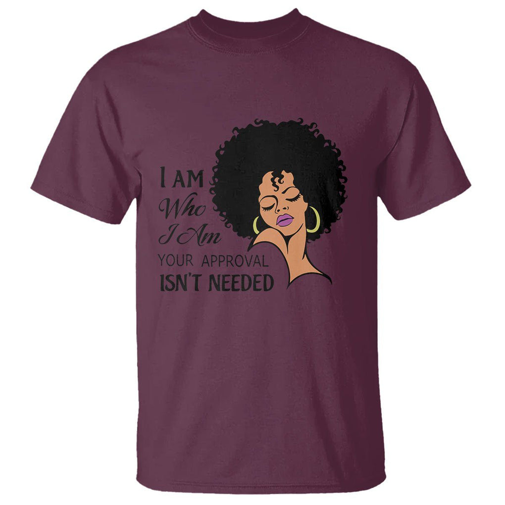 Black Queen Lady Curly Natural Afro African American Ladies T Shirt TS01 Maroon Printyourwear