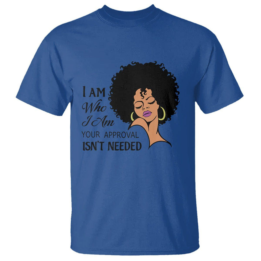 Black Queen Lady Curly Natural Afro African American Ladies T Shirt TS01 Royal Blue Printyourwear
