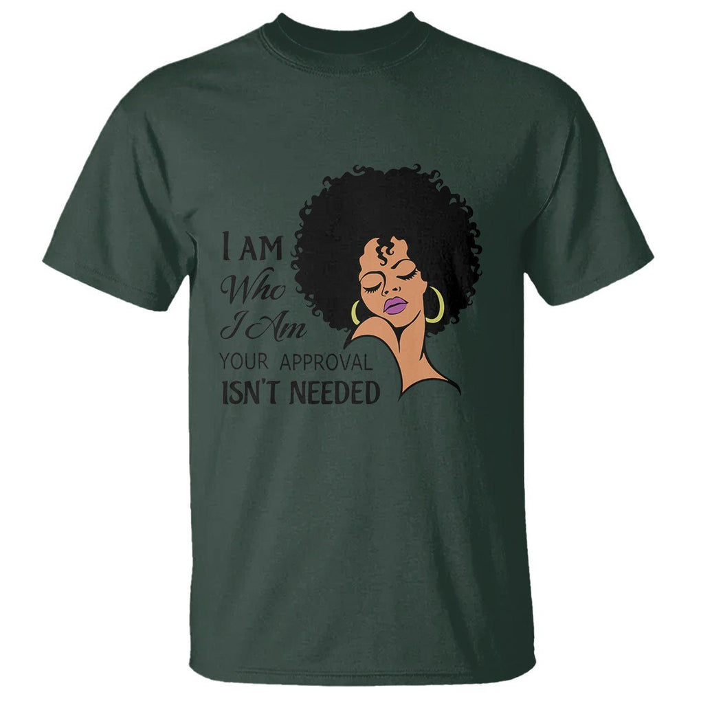 Black Queen Lady Curly Natural Afro African American Ladies T Shirt TS01 Dark Forest Green Printyourwear