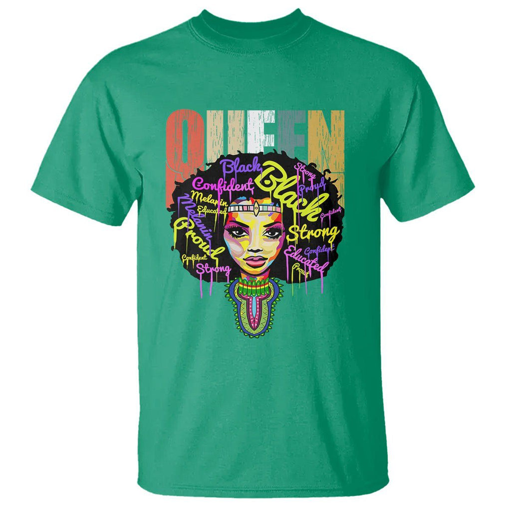 Black Queen T Shirt Proud Melanin Strong Educated Retro Vintage TS01 Irish Green Printyourwear