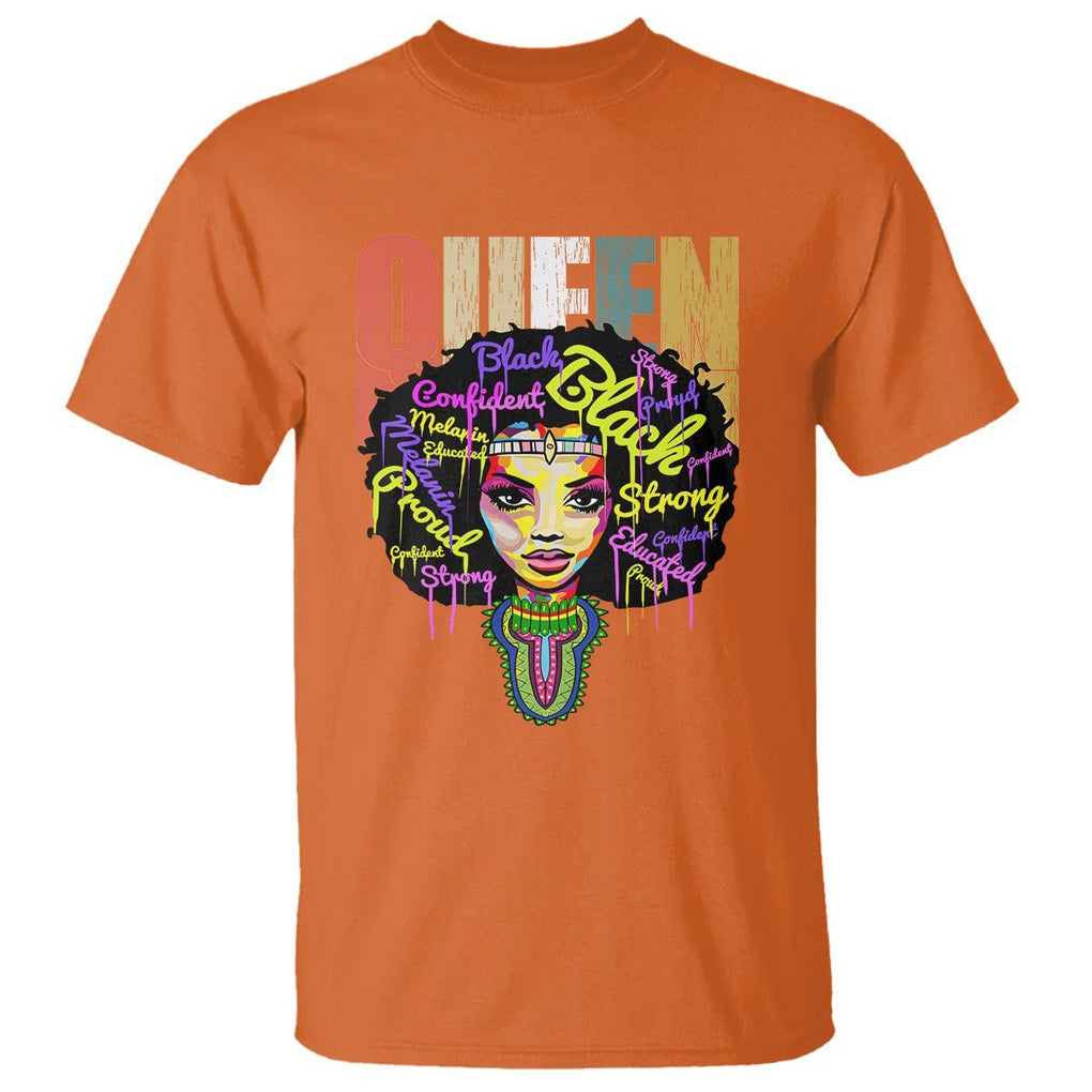 Black Queen T Shirt Proud Melanin Strong Educated Retro Vintage TS01 Orange Printyourwear