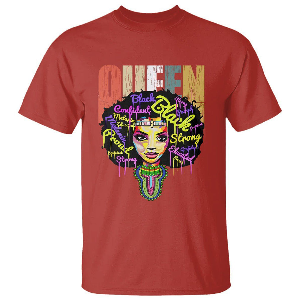 Black Queen T Shirt Proud Melanin Strong Educated Retro Vintage TS01 Red Printyourwear