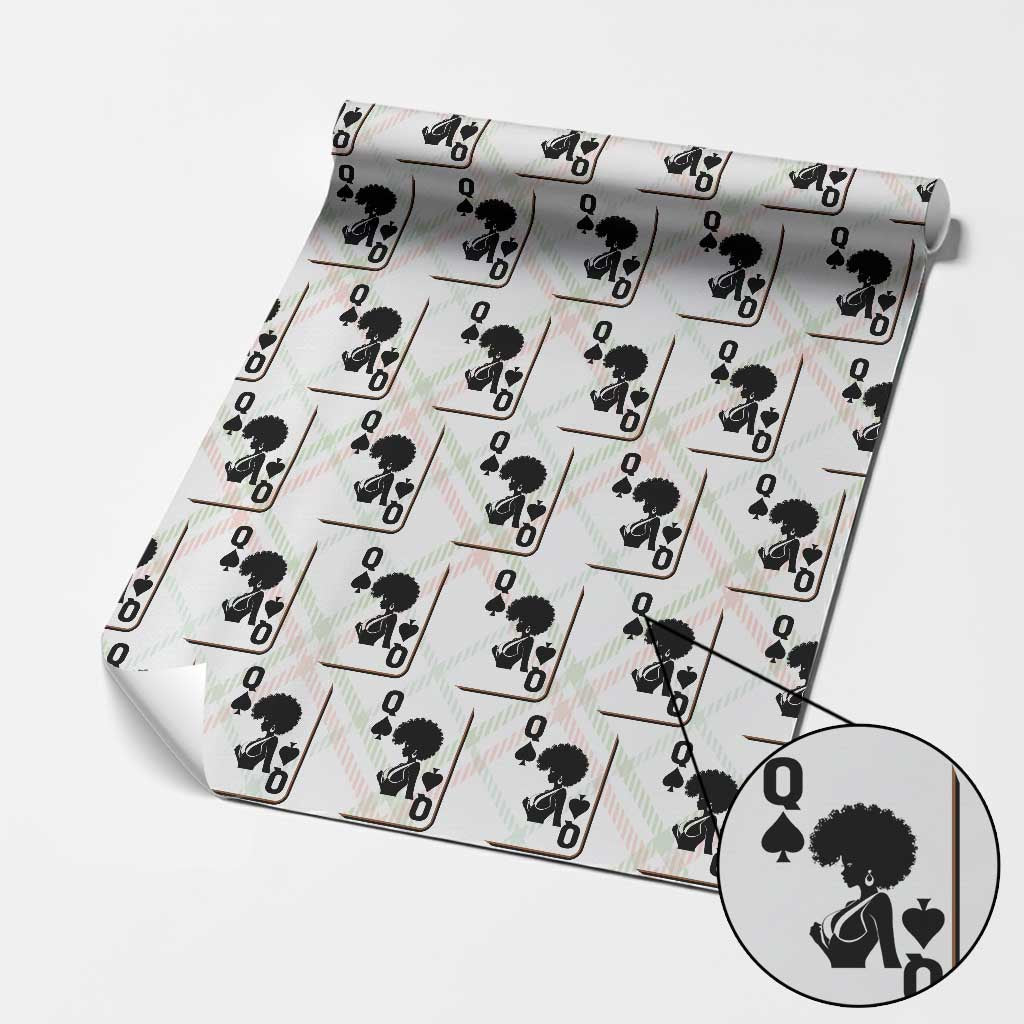 Black Queen Wrapping Paper Roll Black History Month Afro Woman Poker Card Games TS10 Christmas Plaid Print Your Wear