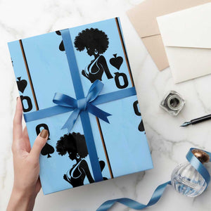 Black Queen Wrapping Paper Roll Black History Month Afro Woman Poker Card Games TS10 Light Blue Print Your Wear