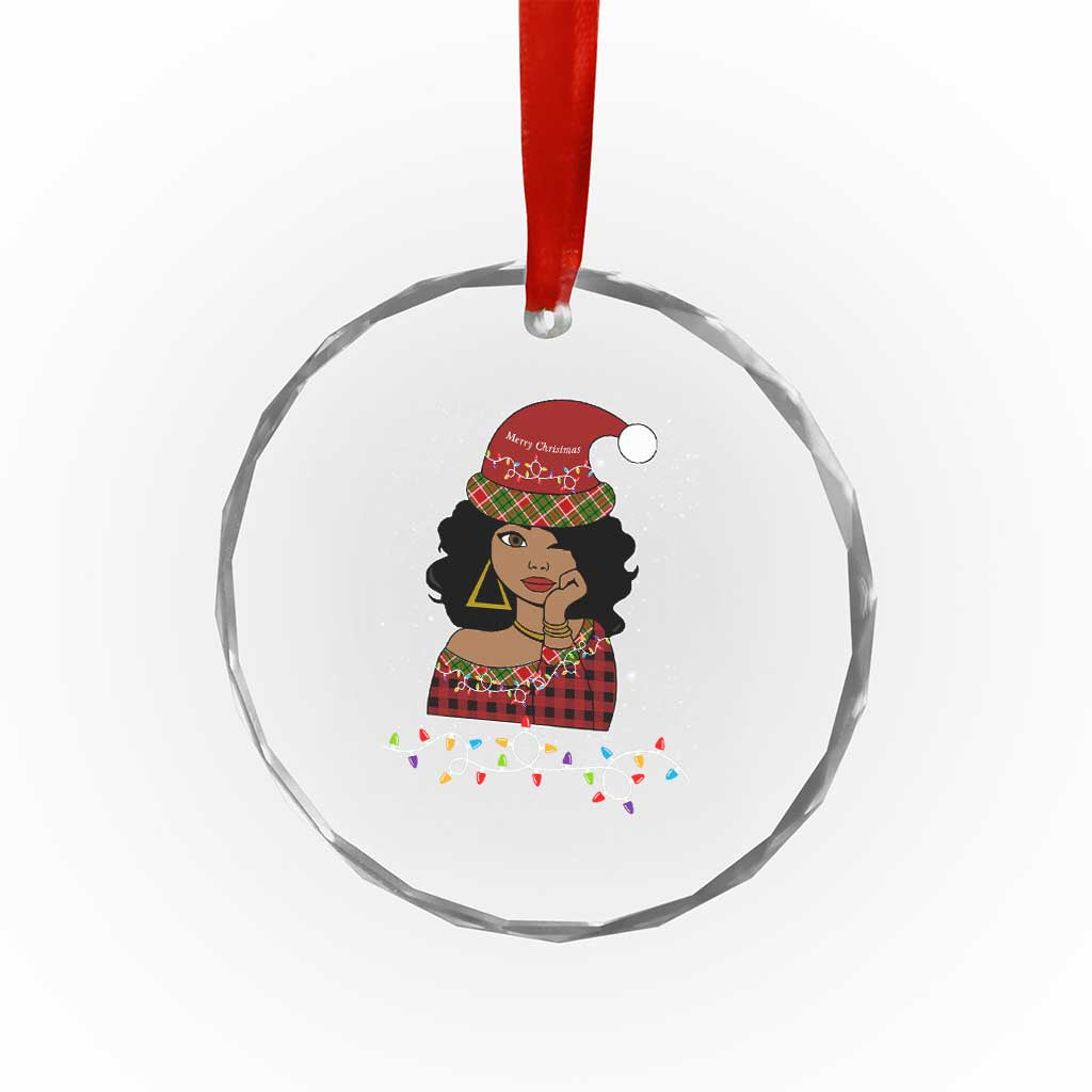 Black Santa African American Xmas Crystal Glass Ornament Sassy Afro Queen Black Woman TS10 Print Your Wear