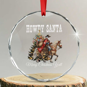 Black Santa Christmas Crystal Glass Ornament African American Western Cowboy TS14 Transparent Glass 3'' Circle Print Your Wear