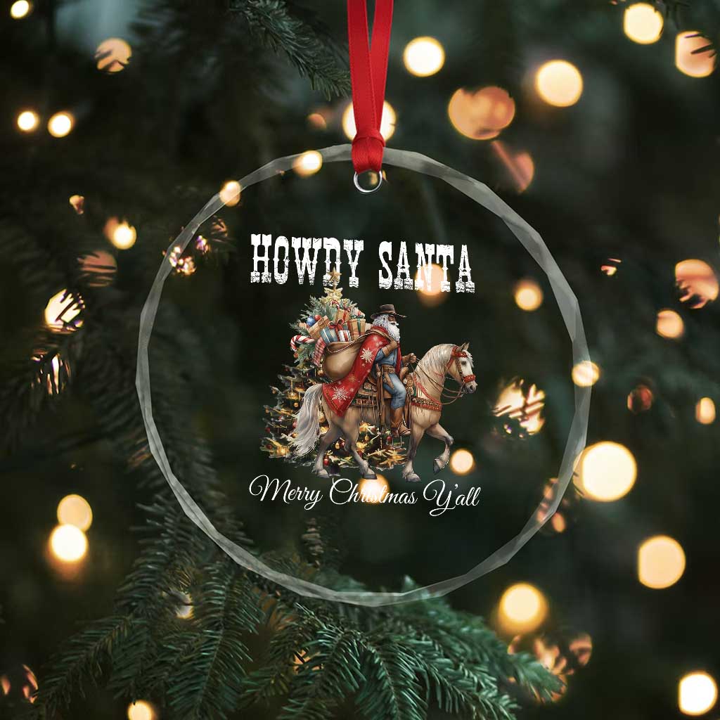 Black Santa Christmas Crystal Glass Ornament African American Western Cowboy TS14 Print Your Wear