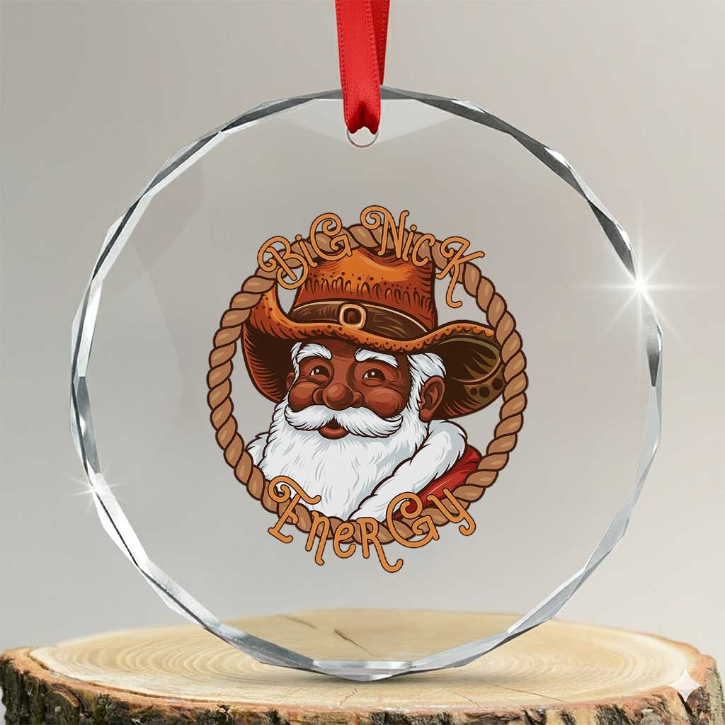 Black Santa Christmas Crystal Glass Ornament Big Nick Energy TS14 Transparent Glass 3'' Circle Print Your Wear