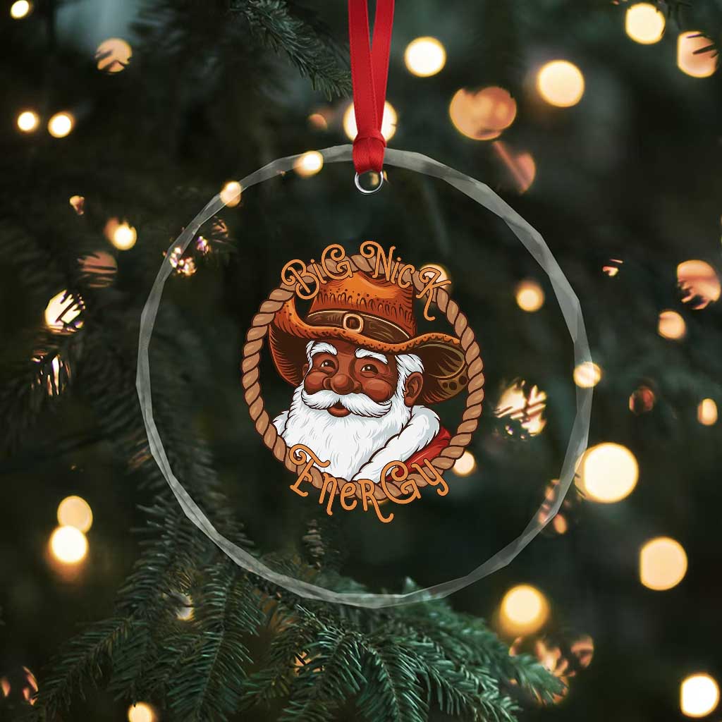 Black Santa Christmas Crystal Glass Ornament Big Nick Energy TS14 Print Your Wear