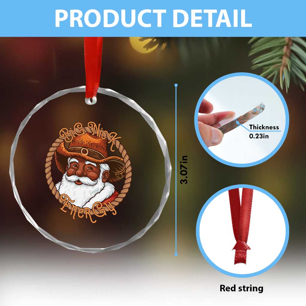 Black Santa Christmas Crystal Glass Ornament Big Nick Energy TS14 Print Your Wear