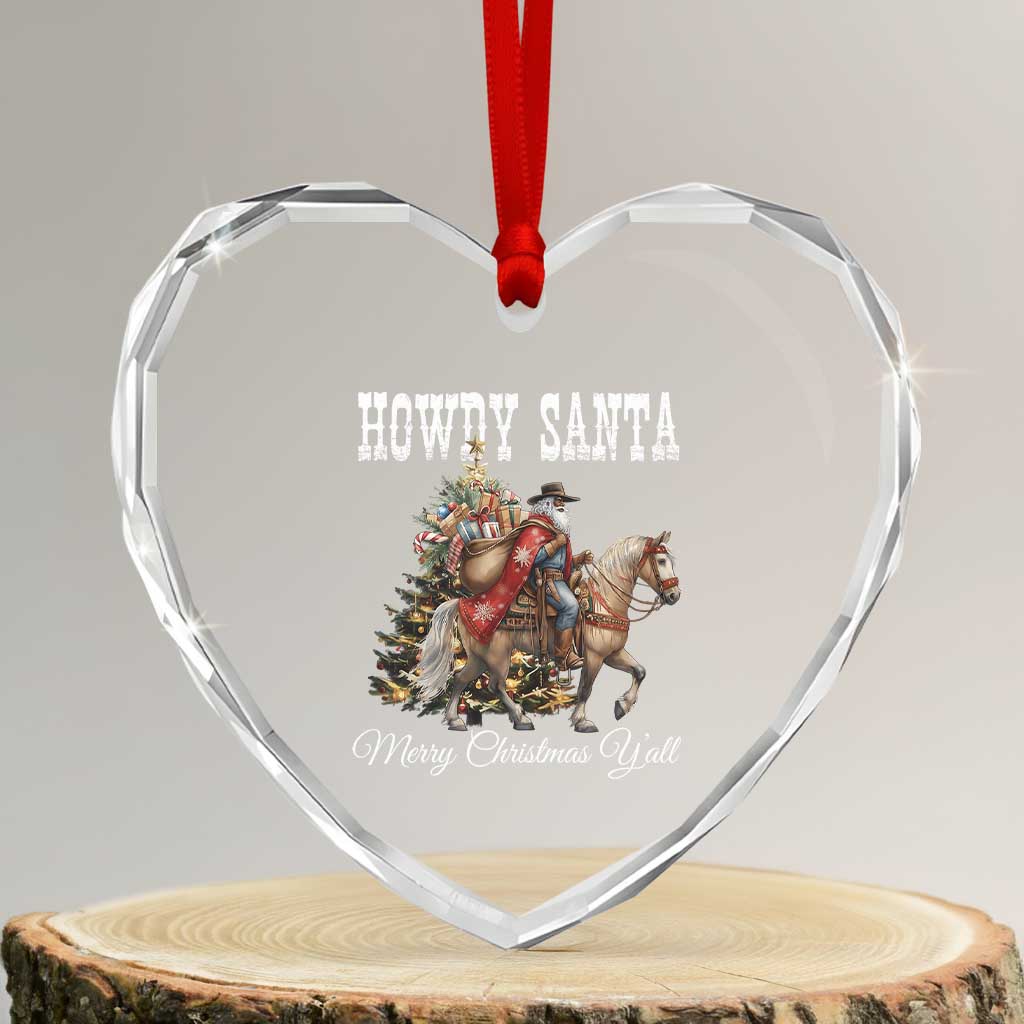 Black Santa Christmas Heart Crystal Glass Ornament African American Western Cowboy TS14 Transparent Glass 3'' Heart Print Your Wear