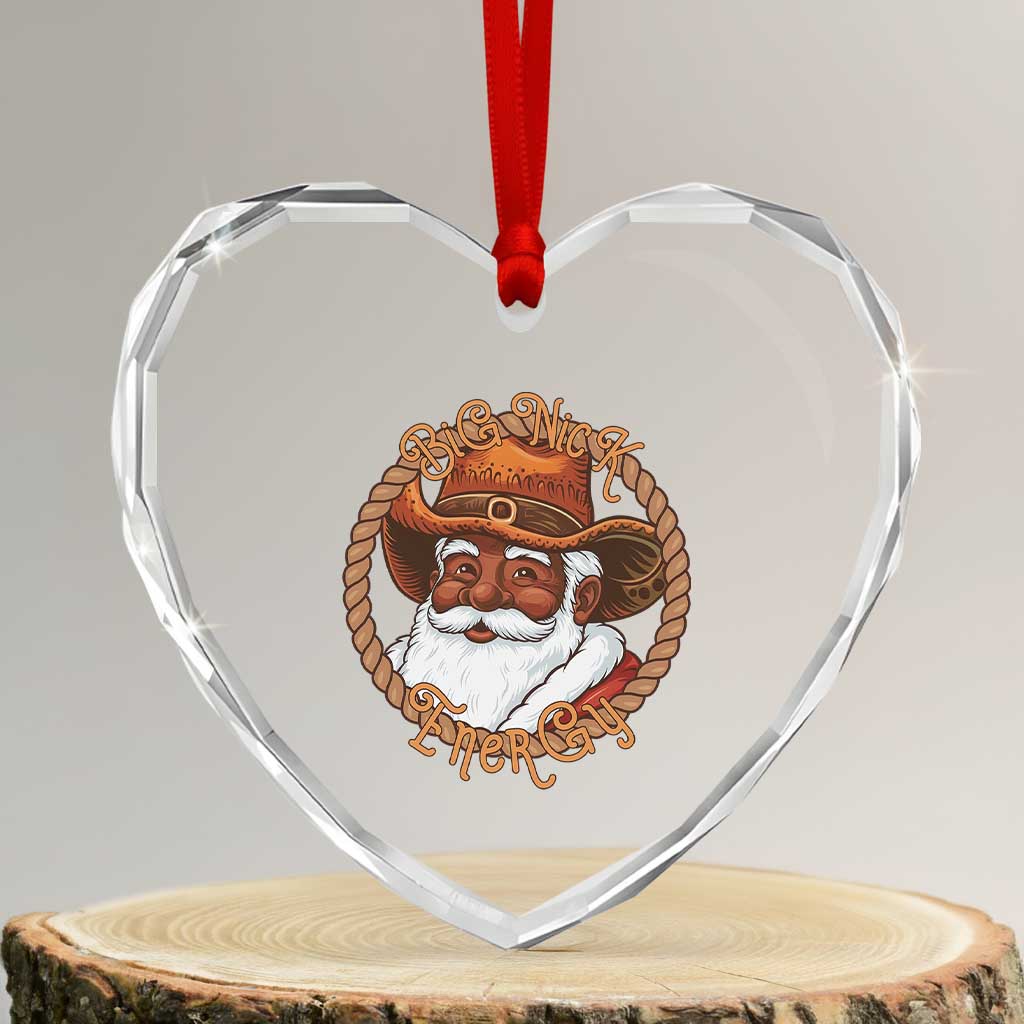Black Santa Christmas Heart Crystal Glass Ornament Big Nick Energy TS14 Transparent Glass 3'' Heart Print Your Wear