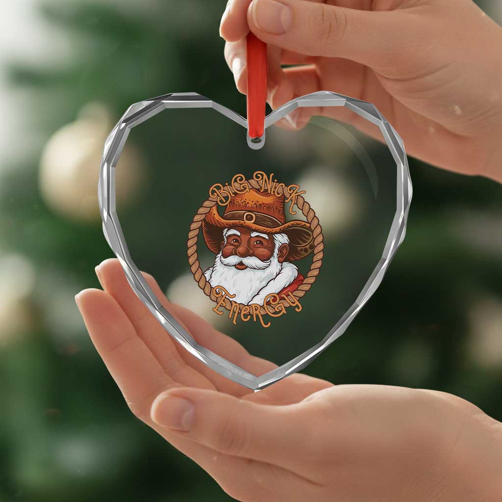 Black Santa Christmas Heart Crystal Glass Ornament Big Nick Energy TS14 Print Your Wear