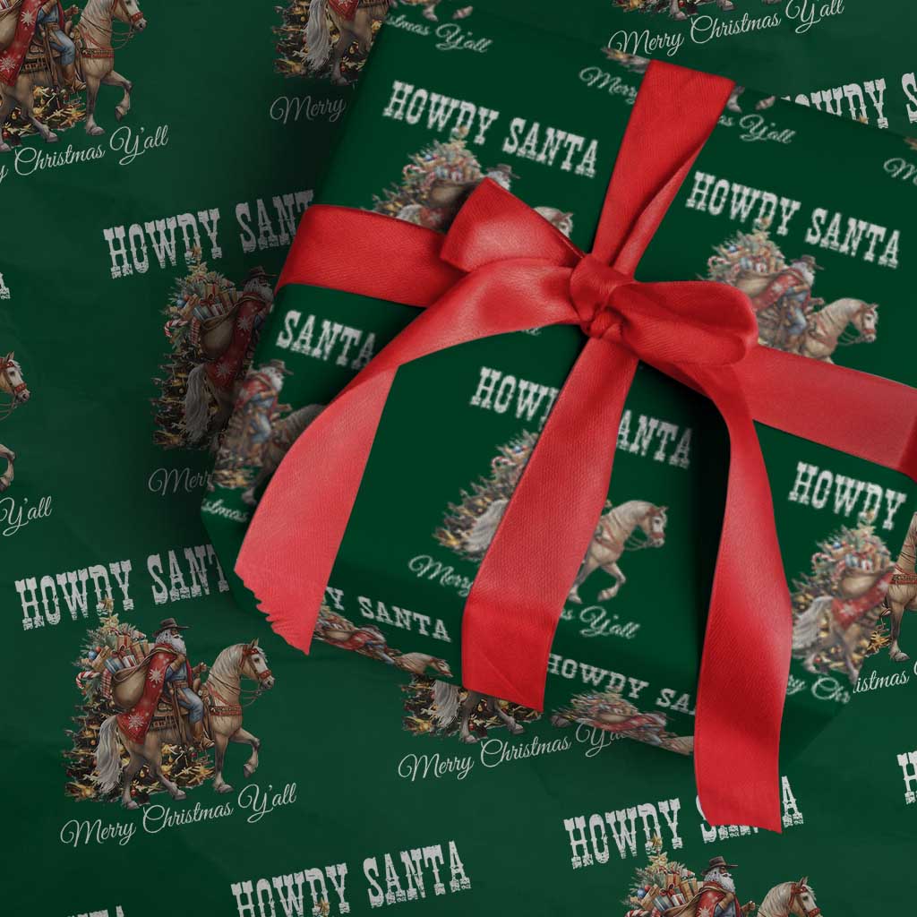 Black Santa Christmas Wrapping Paper Roll African American Western Cowboy TS14 Green Print Your Wear