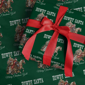 Black Santa Christmas Wrapping Paper Roll African American Western Cowboy TS14 Green Print Your Wear