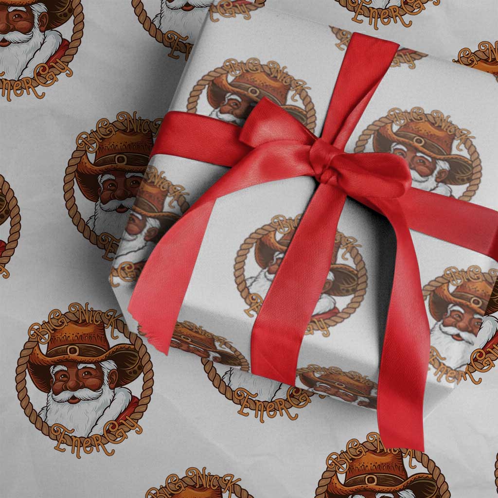 Black Santa Christmas Wrapping Paper Roll Big Nick Energy TS14 White Print Your Wear