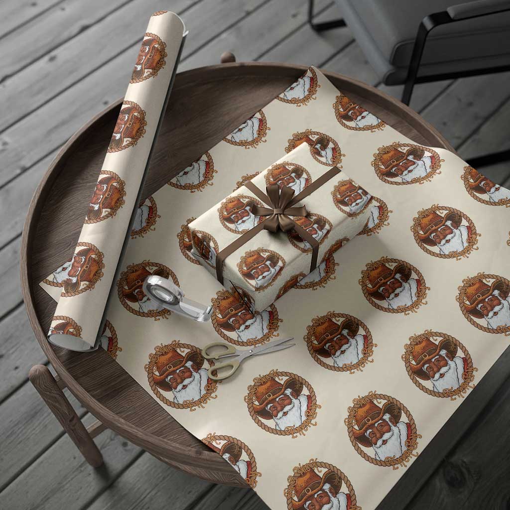 Black Santa Christmas Wrapping Paper Roll Big Nick Energy TS14 Beige Print Your Wear
