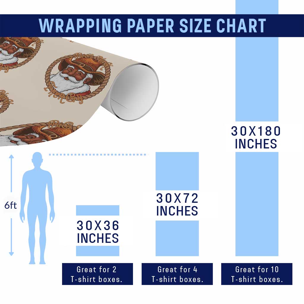 Black Santa Christmas Wrapping Paper Roll Big Nick Energy TS14 Print Your Wear