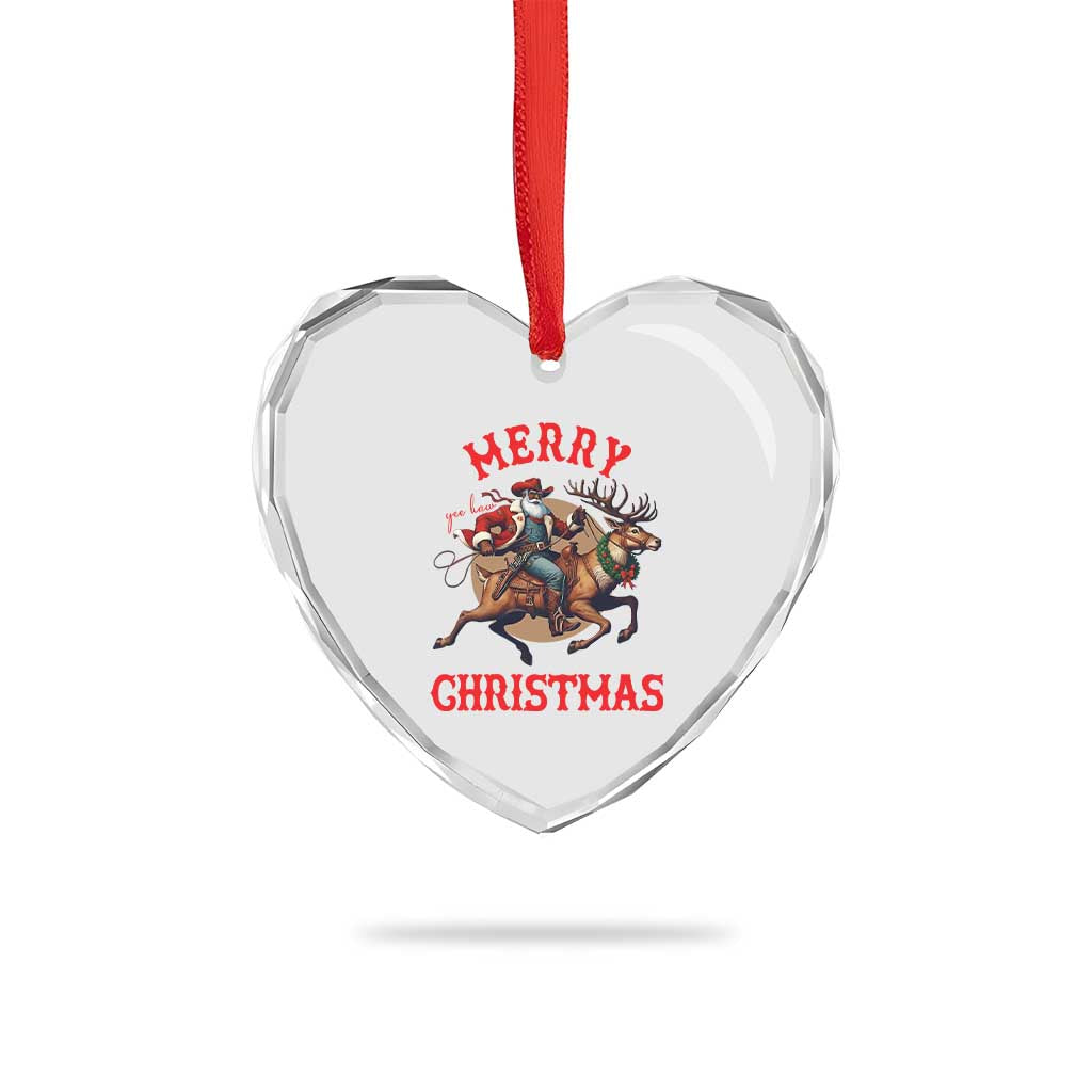 Black Santa Claus Heart Crystal Glass Ornament African American Cowboy Christmas TS14 Print Your Wear