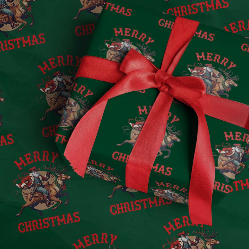 Black Santa Claus Wrapping Paper Roll African American Cowboy Christmas TS14 Green Print Your Wear