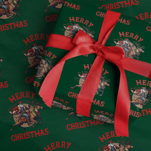 Black Santa Claus Wrapping Paper Roll African American Cowboy Christmas TS14 Green Print Your Wear