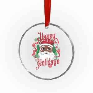 Black Santa Crystal Glass Ornament Happy Holidays African American Santa TS09 Print Your Wear