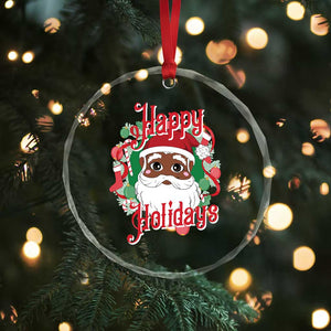 Black Santa Crystal Glass Ornament Happy Holidays African American Santa TS09 Print Your Wear