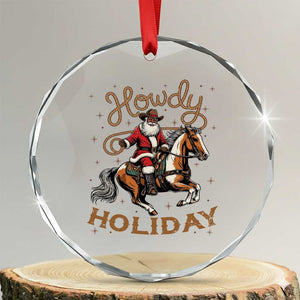 Black Santa Howdy Western Cowboy Crystal Glass Ornament Christmas Gift TS12 Transparent Glass 3'' Circle Print Your Wear