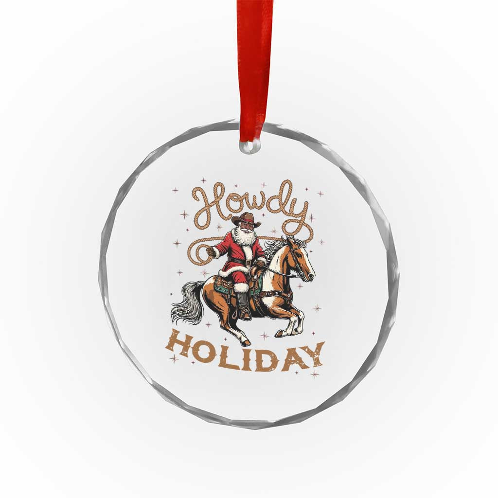 Black Santa Howdy Western Cowboy Crystal Glass Ornament Christmas Gift TS12 Print Your Wear