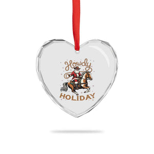 Black Santa Howdy Western Cowboy Heart Crystal Glass Ornament Christmas Gift TS12 Print Your Wear