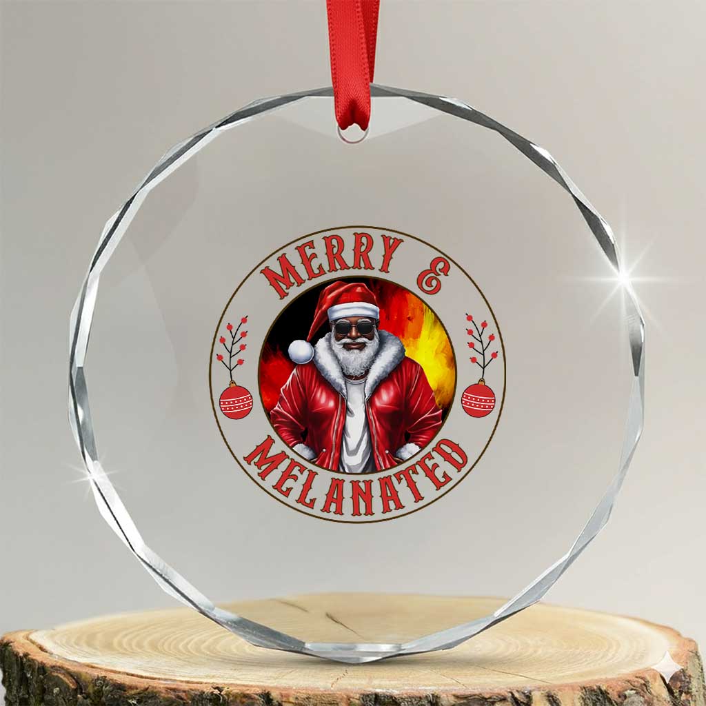 Black Santa Merry And Melanated Crystal Glass Ornament Christmas Holiday Gift TS12 Transparent Glass 3'' Circle Print Your Wear