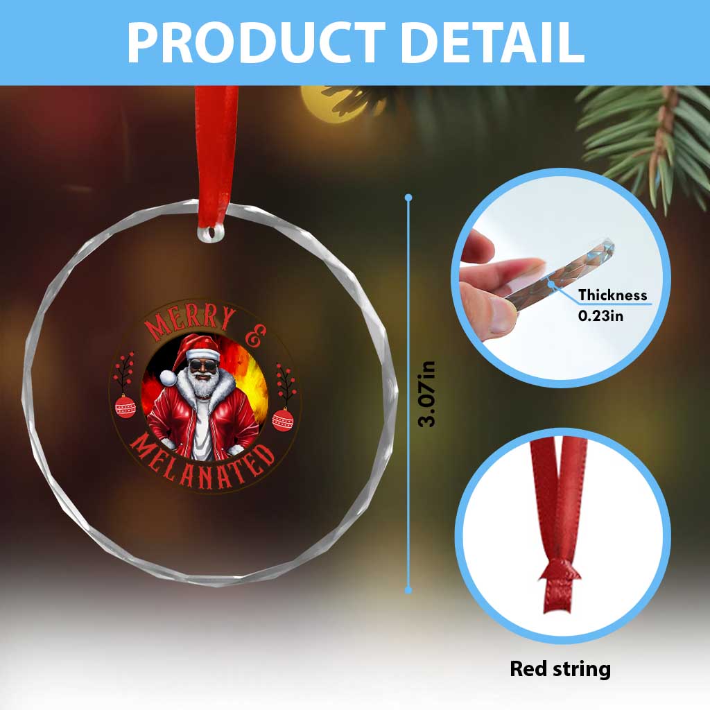 Black Santa Merry And Melanated Crystal Glass Ornament Christmas Holiday Gift TS12 Print Your Wear