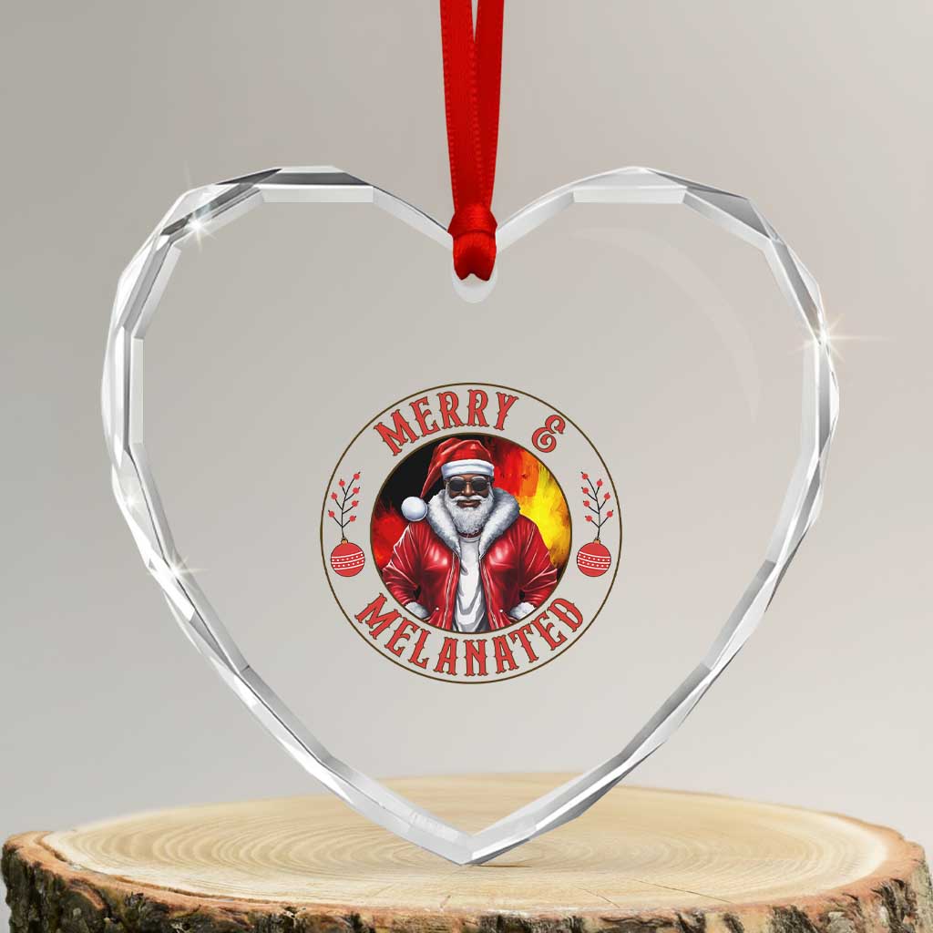 Black Santa Merry And Melanated Heart Crystal Glass Ornament Christmas Holiday Gift TS12 Transparent Glass 3'' Heart Print Your Wear