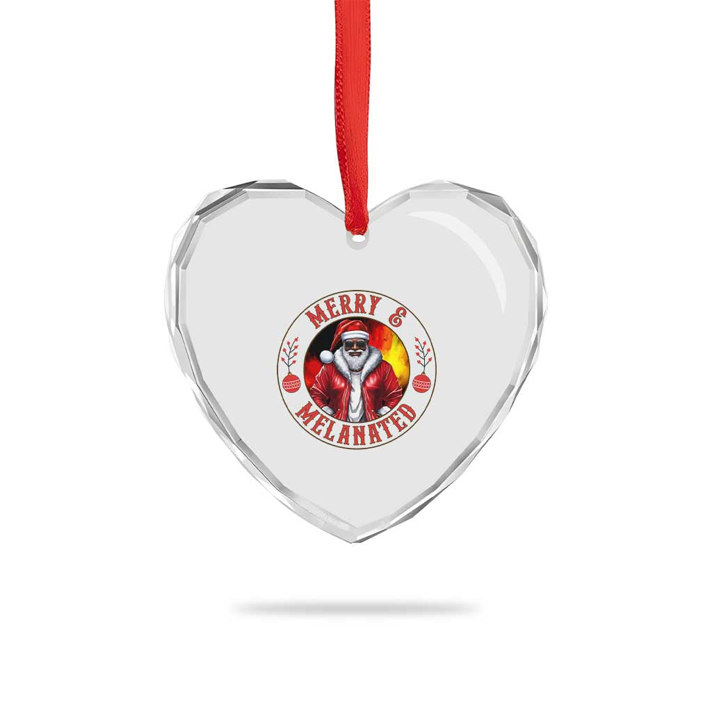 Black Santa Merry And Melanated Heart Crystal Glass Ornament Christmas Holiday Gift TS12 Print Your Wear