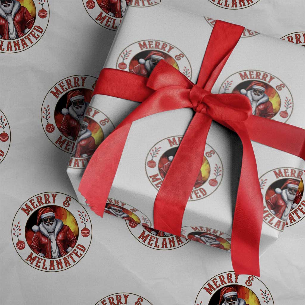 Black Santa Merry And Melanated Wrapping Paper Roll Christmas Holiday Gift TS12 White Print Your Wear