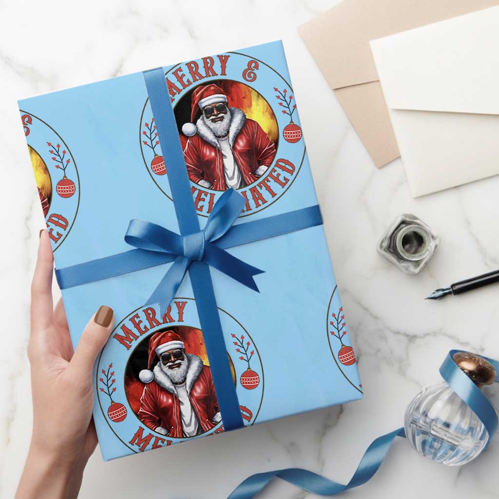 Black Santa Merry And Melanated Wrapping Paper Roll Christmas Holiday Gift TS12 Light Blue Print Your Wear