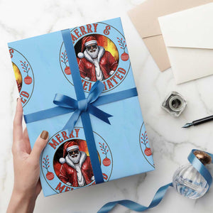 Black Santa Merry And Melanated Wrapping Paper Roll Christmas Holiday Gift TS12 Light Blue Print Your Wear